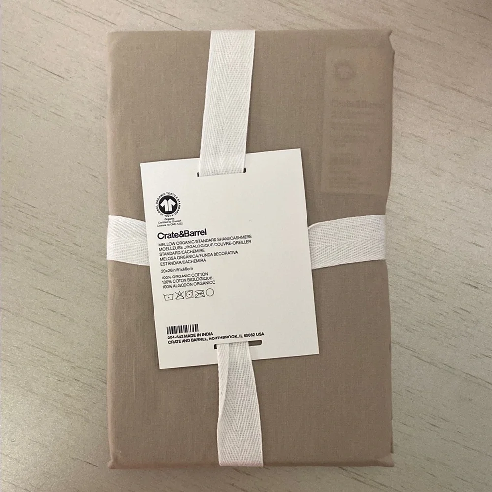 Crate & Barrel, Mellow Organic Cotton Shams, Standard Sham, Neutral, 100% Cotton